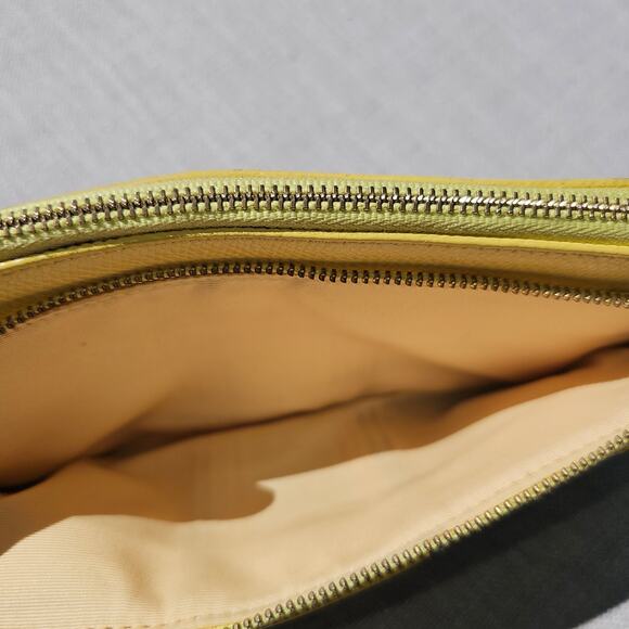 Coach Signature Yellow and Tan Zip around Wallet 2 zippers Wrist Strap - Picture 5 of 10